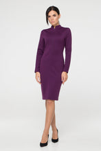 Load image into Gallery viewer, Purple long sleeve high neck jersey dress