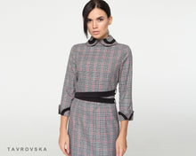 Load image into Gallery viewer, Peter pan collar plaid pencil dress