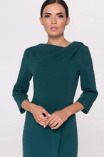 Load image into Gallery viewer, Asymmetrical cowl neck green dress