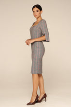 Load image into Gallery viewer, Grey plaid square neck pencil dress