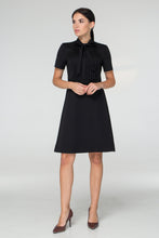 Load image into Gallery viewer, Black Pussycat Bow Mini Dress