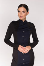 Load image into Gallery viewer, Black high neck military dress