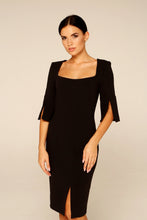 Load image into Gallery viewer, Black square neck sheath dress