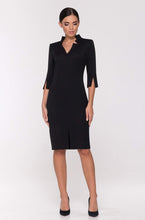 Load image into Gallery viewer, Black high neck midi pencil dress