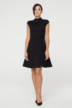 Load image into Gallery viewer, Black asymmetrical high neck dress