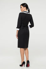 Load image into Gallery viewer, White peter pan collar black pencil dress