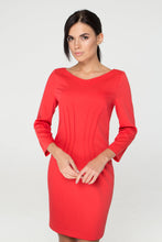 Load image into Gallery viewer, Red Inverted Dart Sheath Dress