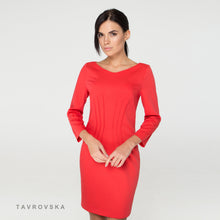 Load image into Gallery viewer, Red Inverted Dart Sheath Dress