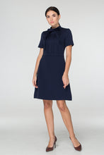 Load image into Gallery viewer, Navy blue pussycat Bow Mini Dress