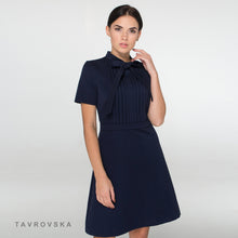 Load image into Gallery viewer, Navy blue pussycat Bow Mini Dress