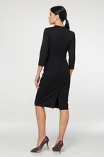 Load image into Gallery viewer, High neck black midi dress