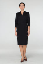 Load image into Gallery viewer, High neck black midi dress