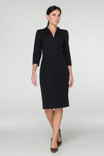 Load image into Gallery viewer, High neck black midi dress