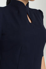 Load image into Gallery viewer, Blue high neck modern cheongsam dress