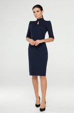 Load image into Gallery viewer, Blue high neck modern cheongsam dress