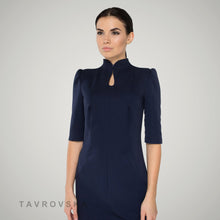 Load image into Gallery viewer, Blue high neck modern cheongsam dress