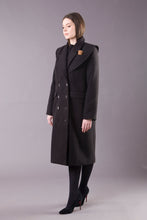 Load image into Gallery viewer, Black oversized double breasted coat