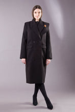 Load image into Gallery viewer, Black oversized double breasted coat