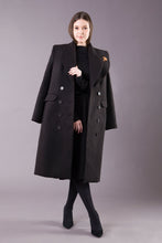 Load image into Gallery viewer, Black oversized double breasted coat