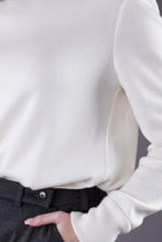 Load image into Gallery viewer, Women's Boat Neck Sweater, Oversize white sweater hi lo hem, Cozy white knitwear style, Gift for her, Oversized pullover fashion