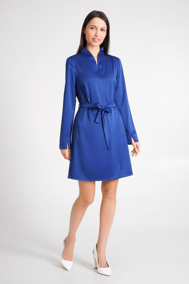 Sapphire Blue Cocktail Dress with High Neck and A-Line Silhouette 4 US / 38 EU / Sapphire Blue Sapphire Blue Cocktail Dress with High Neck and A-Line Silhouette 4 US / 38 EU / Sapphire Blue
