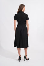 Load image into Gallery viewer, Black notch collar midi dress
