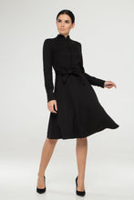 Load image into Gallery viewer, Custom for Jane. Black mandarin collar dress with covered buttons
