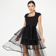 Load image into Gallery viewer, Black cocktail dress with removable tulle overskirt
