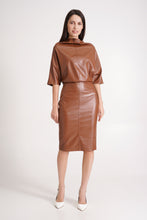 Load image into Gallery viewer, Brown faux leather dress
