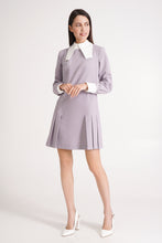 Load image into Gallery viewer, Grey dress with white collar
