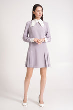 Load image into Gallery viewer, Grey dress with white collar
