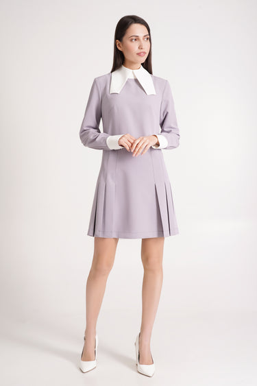 knee length dresses for ladies Short Puff Sleeve Peter Pan Collar Mini Dress with Embroidered Smocking and Ruffle Details White / Medium main image 1