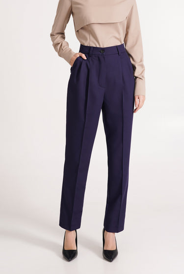 Navy High-Waisted Slim Fit Cigarette Pants 2 US / 36 EU / Navy