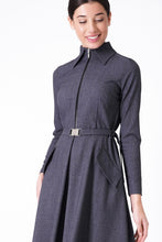 Load image into Gallery viewer, Gray zipper shirt dress
