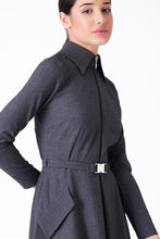 Load image into Gallery viewer, Gray zipper shirt dress
