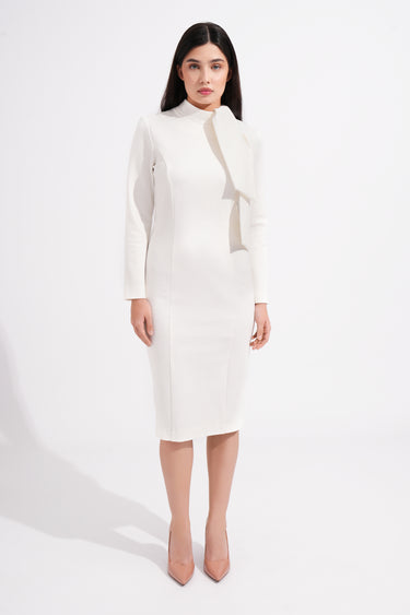 Elegant White Pencil Dress with Long Sleeves | TAVROVSKA Elegant White Pencil Dress with Long Sleeves | TAVROVSKA