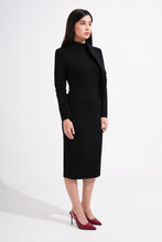 Load image into Gallery viewer, Woman wearing a black dress with a white background
