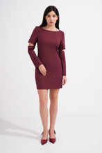 Load image into Gallery viewer, Burgundy Mini Dress with Cape Sleeves
