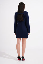 Raw Edge Deconstructed Navy Blazer Dress