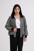 Load image into Gallery viewer, Black and White Wool Bomber Jacket
