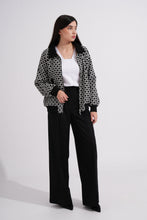 Load image into Gallery viewer, Black and White Wool Bomber Jacket
