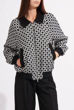 Load image into Gallery viewer, Black and White Wool Bomber Jacket
