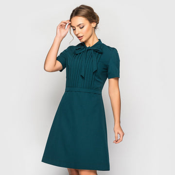 Bow Tie Mini Dress | Short Sleeve A-Line