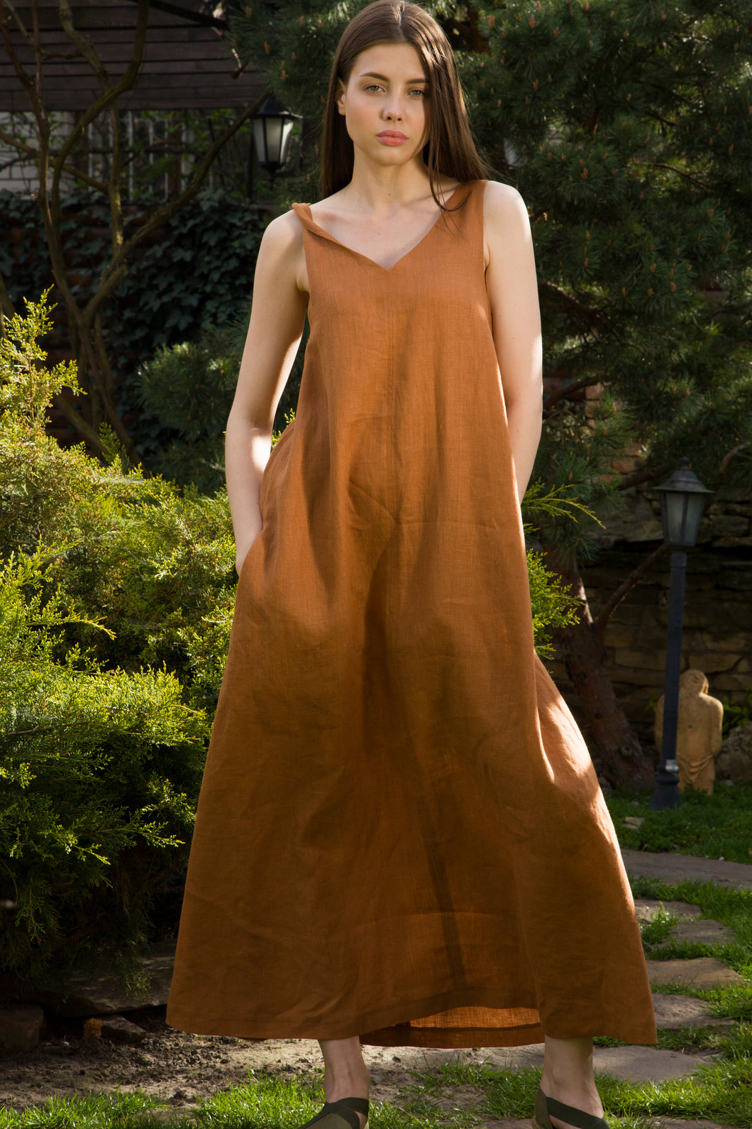 Maxi linen summer dress