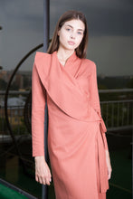 Load image into Gallery viewer, Terracotta wrap midi dress
