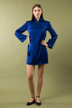 Load image into Gallery viewer, Sapphire blue cocktail dress with long sleeves
