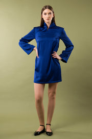 sapphire blue cocktail dress Short Sleeve High-low Sapphire Lace Cocktail Dress