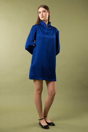 Mini Dress with High Neck Collar and A-Line Silhouette 0 US / 34 EU
