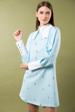 Load image into Gallery viewer, Light blue dress with white collar and cuffs

