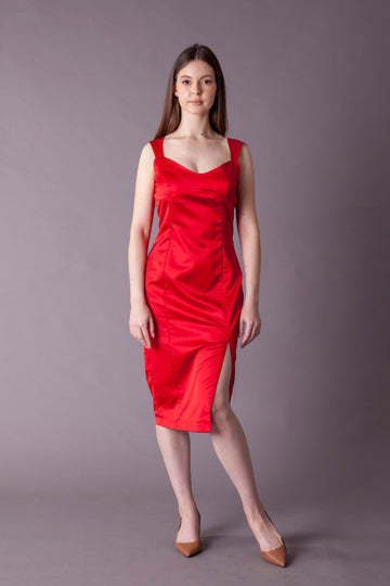 Red wide strap cocktail dress 4 / 38 EU / Red